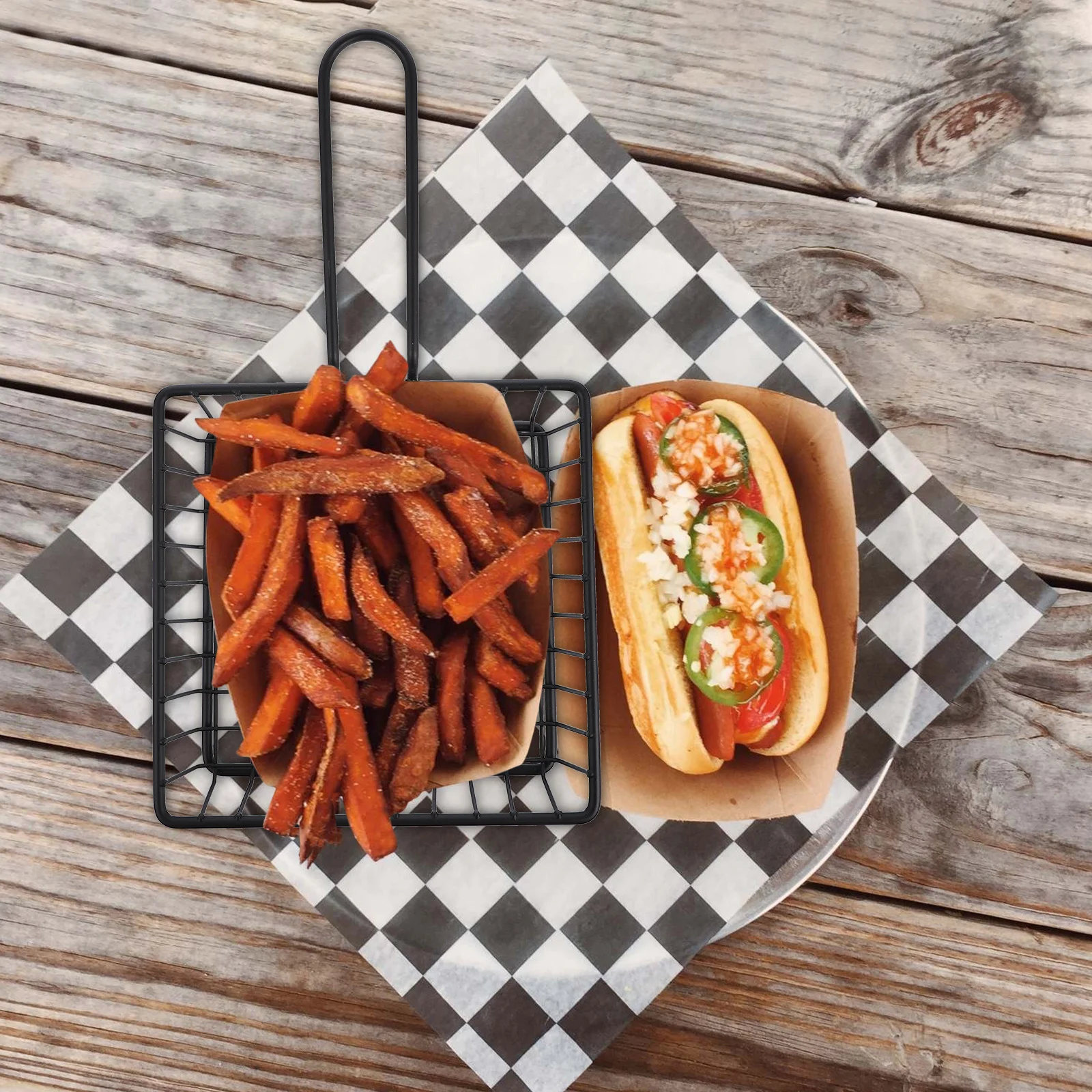 French Fries Basket Iron Frying Strainer Long Handle Snack Holder Kitchen Gadget Food Display Wire Stand for Home
French Fries Basket Iron Frying Strainer Long Handle Snack Holder Kitchen Gadget Food Display Wire Stand for Home