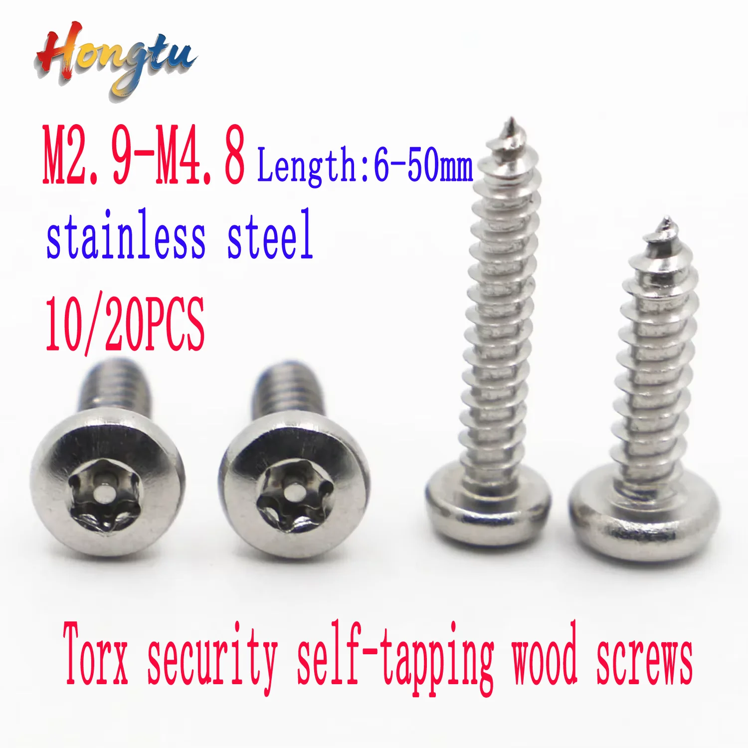 10/20pcs stainless steel Torx security self-tapping wood screws (M2.9-M4.8), pan/round head with pin.
10/20pcs stainless steel Torx security self-tapping wood screws (M2.9-M4.8), pan/round head with pin.