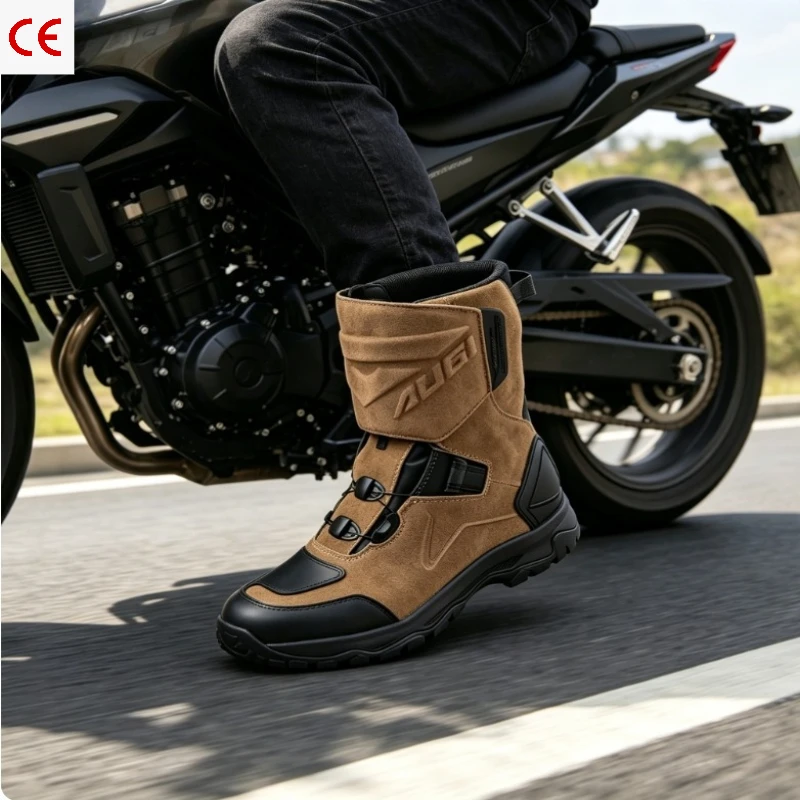 AUGI Motorcycle Boots - Men's Off-Road Riding Shoes - Leather Waterproof Pull-On Boots - Protective Motorbike Boots Riding Shoes
AUGI Motorcycle Boots - Men's Off-Road Riding Shoes - Leather Waterproof Pull-On Boots - Protective Motorbike Boots Riding Shoes