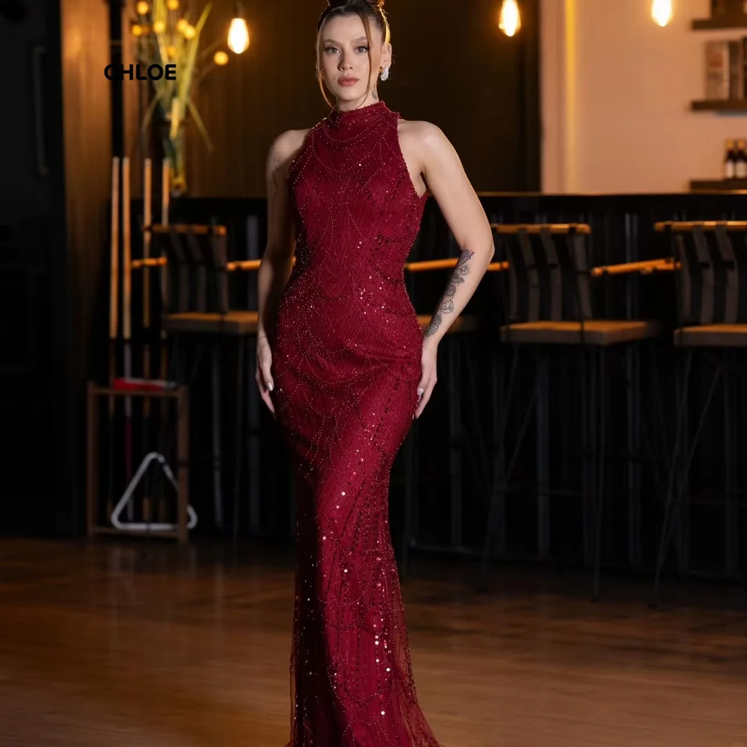 Burgundy Dresses 2025 Luxury Evening Gowns Luxury Dress Beads Round Neck Women's Prom Dress Customized Sleeveless Elegant Gown
Burgundy Dresses 2025 Luxury Evening Gowns Luxury Dress Beads Round Neck Women's Prom Dress Customized Sleeveless Elegant Gown