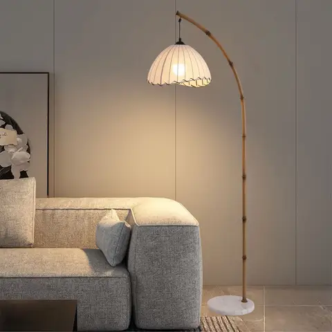 Lampadaire vintage américain en tissu plissé, lampes sur pied pour salon, bureau, chambre à coucher, design d'intérieur, lampes sur pied LED, veilleuse