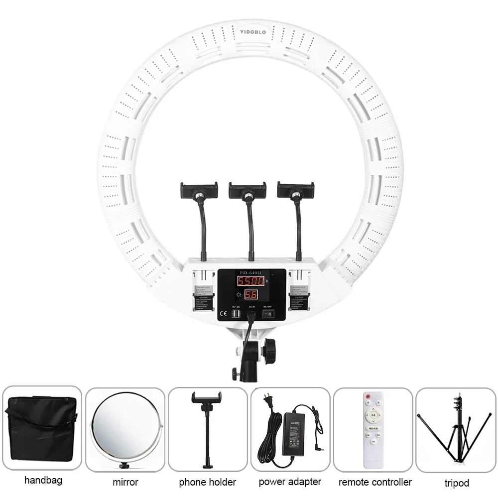 100w Ring Light Professional 22inch Bi-color Dimmable Yidoblo FD-640II Ring Lamp With Tripod Photo Studio Light Remote Control
100w Ring Light Professional 22inch Bi-color Dimmable Yidoblo FD-640II Ring Lamp With Tripod Photo Studio Light Remote Control