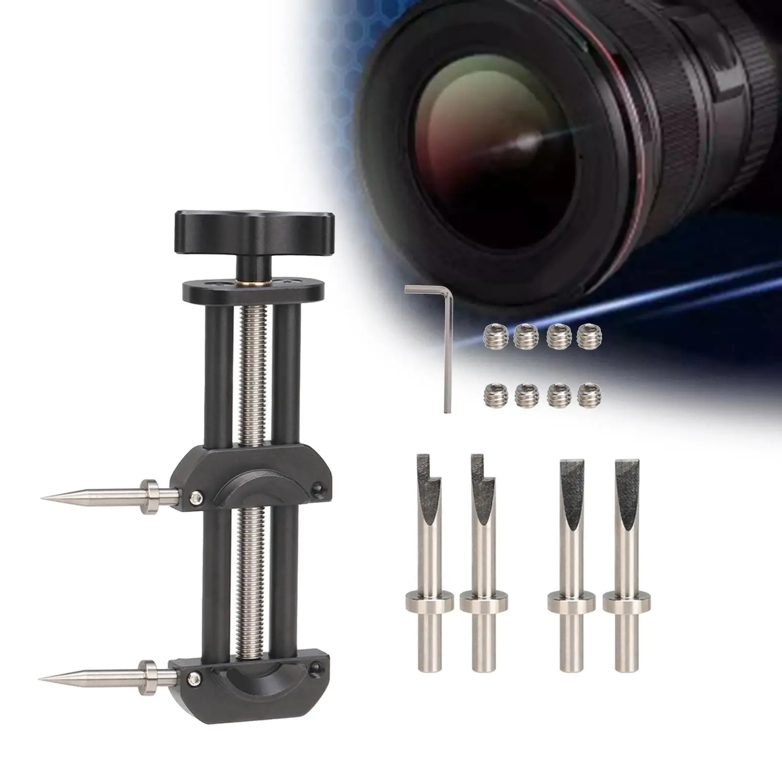 Camera Lens Vise Tool Set ,Lens Thread Repair Tool ,Telescopes Accessories,Easy to Use, Stainless Steel
Camera Lens Vise Tool Set ,Lens Thread Repair Tool ,Telescopes Accessories,Easy to Use, Stainless Steel