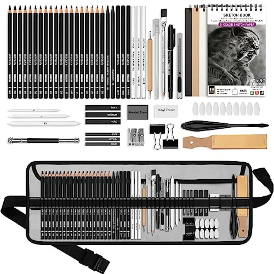 Pcs Drawing Kit Sketching Pencil Set, Sketch Pencils Art Supplies with 3-Color Sketchbook, Graphite, Charcoal, Drawing Pencils
Pcs Drawing Kit Sketching Pencil Set, Sketch Pencils Art Supplies with 3-Color Sketchbook, Graphite, Charcoal, Drawing Pencils