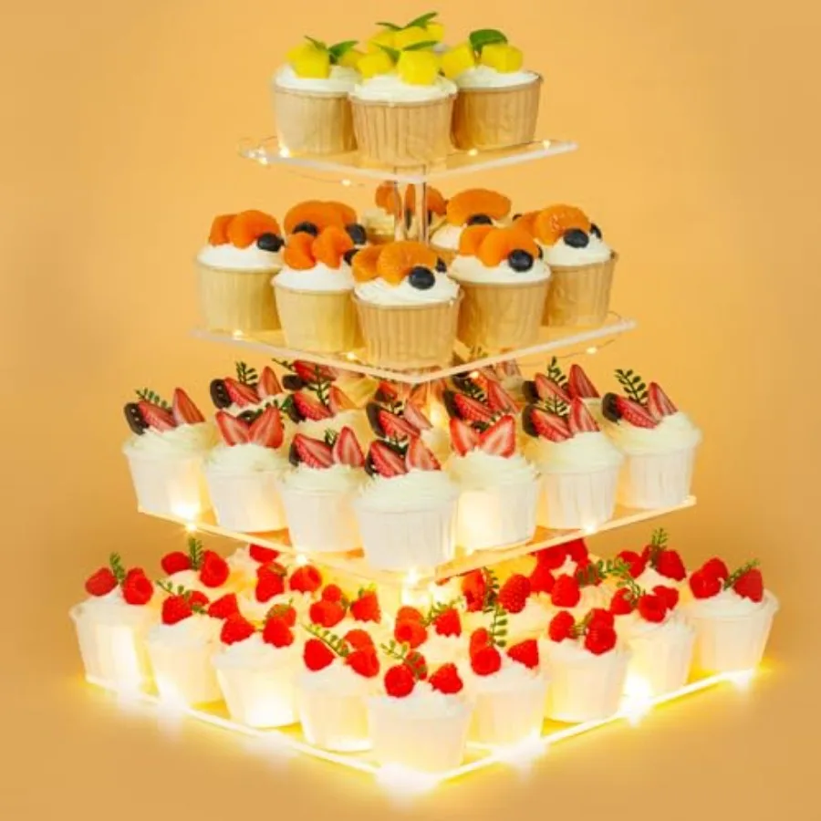 4 Tier Premium Cupcake Stand Cupcake Holder, Acrylic Cupcake Tower with LED Yellow Light for Cupcakes, Dessert Table Display Se
4 Tier Premium Cupcake Stand Cupcake Holder, Acrylic Cupcake Tower with LED Yellow Light for Cupcakes, Dessert Table Display Se