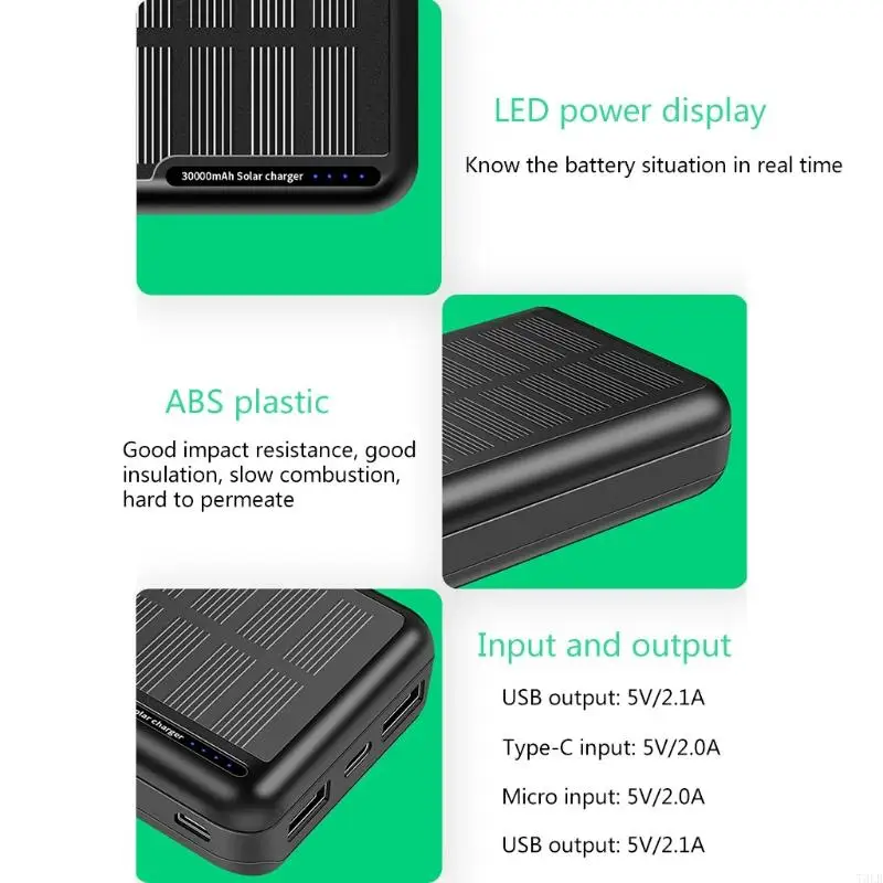 T3LB External Battery Solar Powerbank Micro Type-C Port For Phone Digital Decives
T3LB External Battery Solar Powerbank Micro Type-C Port For Phone Digital Decives
