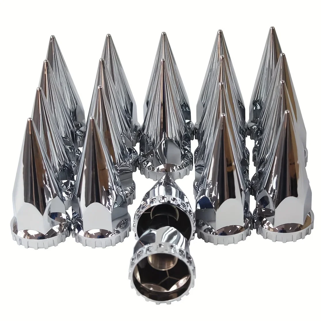 Chrome ABS Plastic Spiked Screw On Lug Nut Covers Caps With Flange for Semi Truck - Durable 33mm Heavy Duty Design - Stylish and
Chrome ABS Plastic Spiked Screw On Lug Nut Covers Caps With Flange for Semi Truck - Durable 33mm Heavy Duty Design - Stylish and