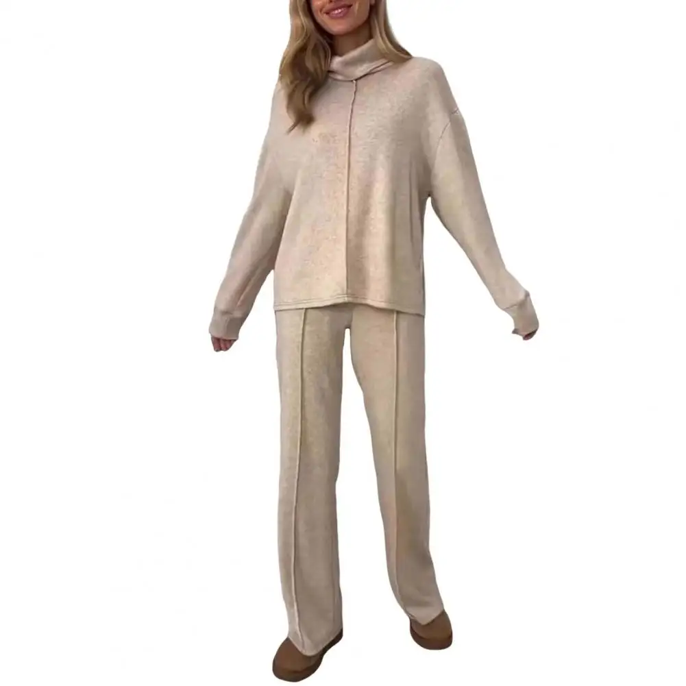 New Women's 2pcs Clothes Set Solid Color Round Neck Long Sleeve Casual Top & Loose Wide Leg Pants Home Wear
New Women's 2pcs Clothes Set Solid Color Round Neck Long Sleeve Casual Top & Loose Wide Leg Pants Home Wear
