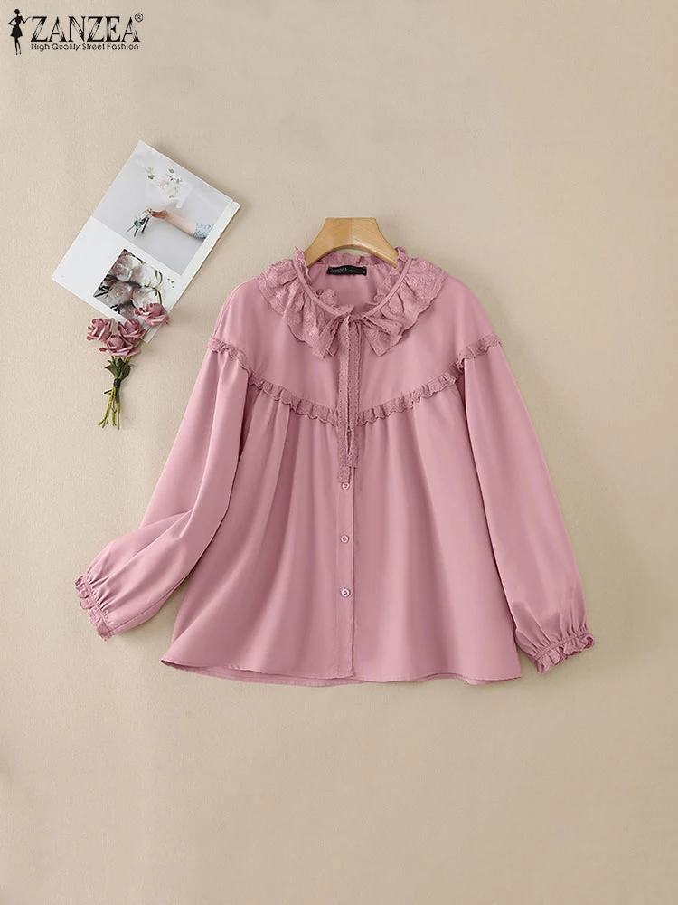 ZANZEA Ruffled Trim Long Sleeve Shirts Casual Lace-Up Vintage Lace Patchwork Blouses Solid 2025 Spring Elegant Women Tunic Tops
ZANZEA Ruffled Trim Long Sleeve Shirts Casual Lace-Up Vintage Lace Patchwork Blouses Solid 2025 Spring Elegant Women Tunic Tops