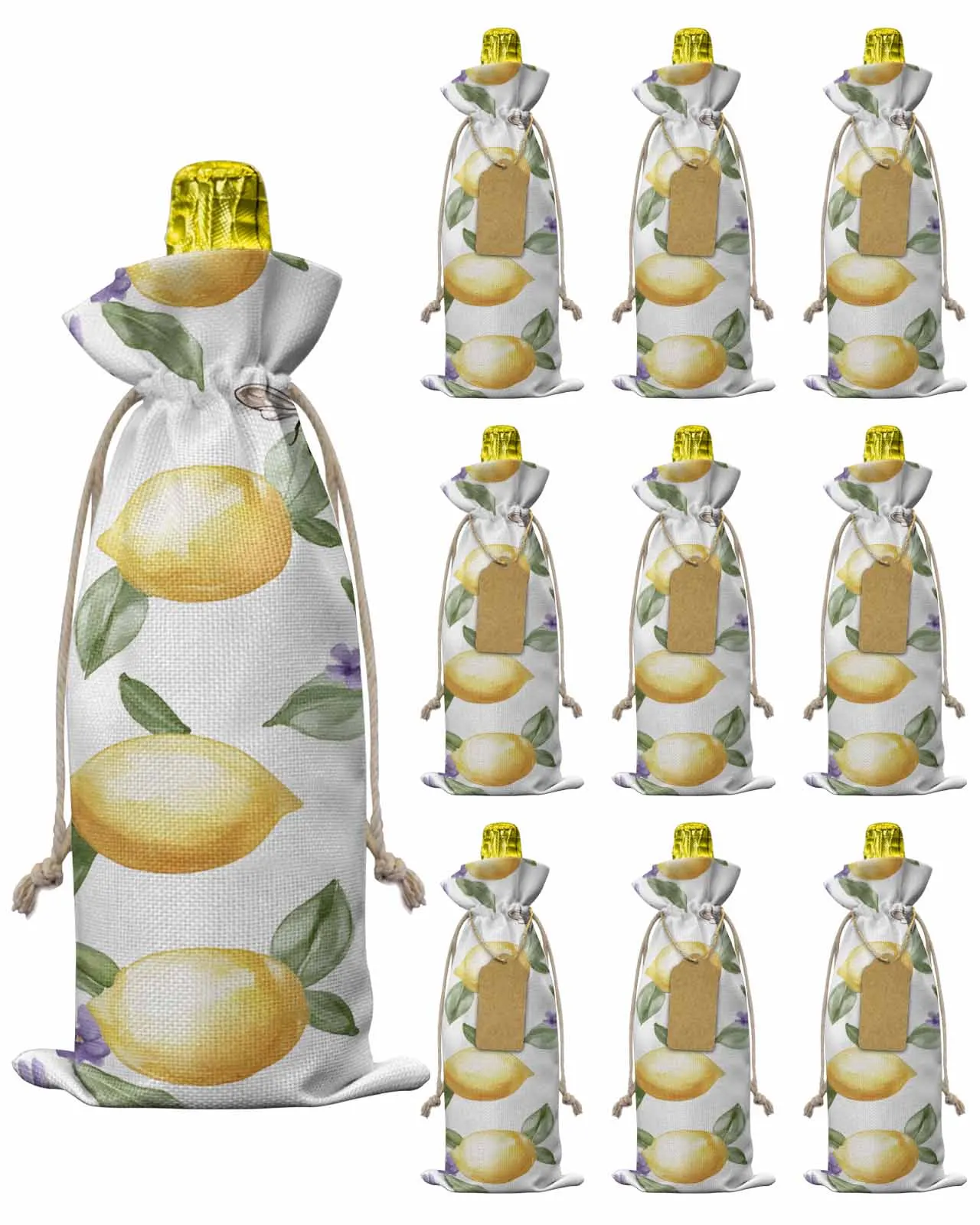 10pcs Wine Bottle Covers Summer Lemon Purple Flower Wine Holder Carrier Packaging Bag Wedding Party Decor Gift
10pcs Wine Bottle Covers Summer Lemon Purple Flower Wine Holder Carrier Packaging Bag Wedding Party Decor Gift