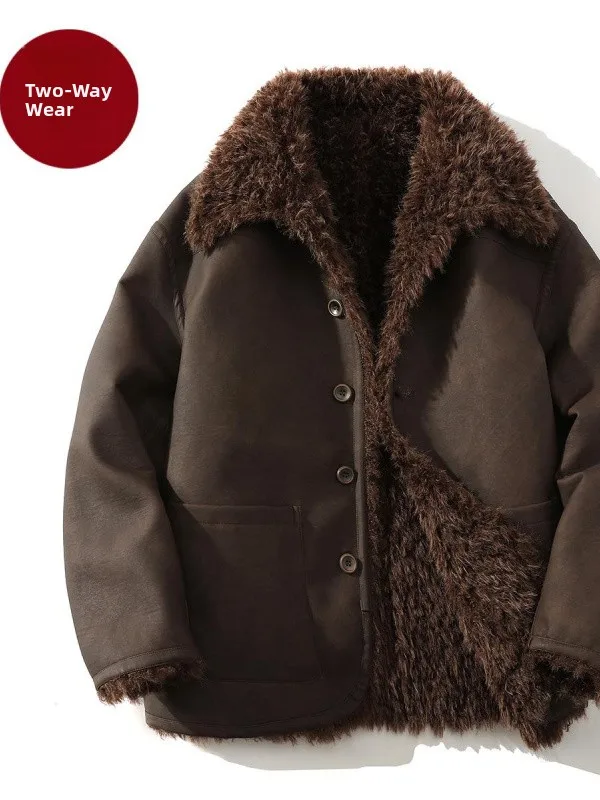 Мужское двустороннее кожаное пальто с мехом, утепленное, в ретро-стиле, большого размера, модная зимняя верхняя одежда для молодежи
Мужское двустороннее кожаное пальто с мехом, утепленное, в ретро-стиле, большого размера, модная зимняя верхняя одежда для молодежи