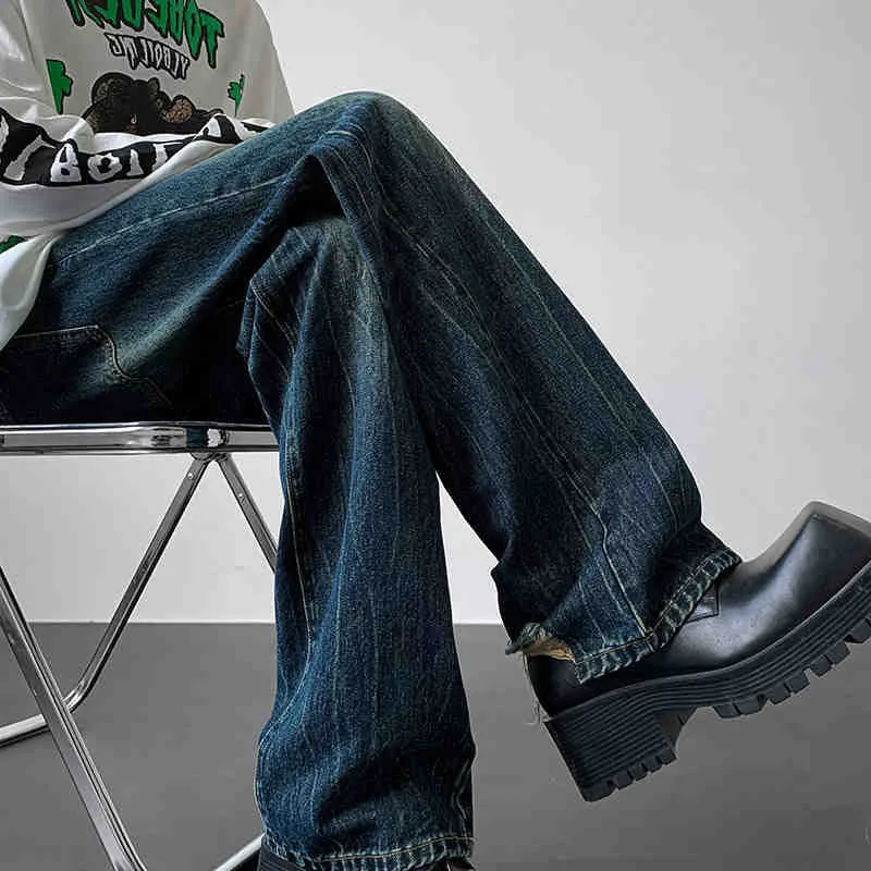 American Sle Retro High Street Deep Blue Jeans Men Loose Straight Leg Micro Flared Long Pants Waed Frayed Hole Casual Jeans
American Sle Retro High Street Deep Blue Jeans Men Loose Straight Leg Micro Flared Long Pants Waed Frayed Hole Casual Jeans