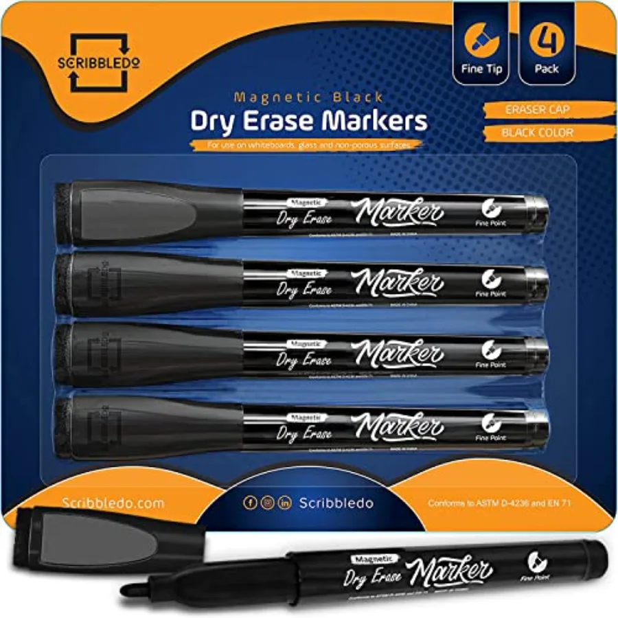 Magnetic Dry Erase Markers Fine Tip Black Color Low Odor Whiteboard Markers with Eraser Cap Thin Skinny White Board Markers for
Magnetic Dry Erase Markers Fine Tip Black Color Low Odor Whiteboard Markers with Eraser Cap Thin Skinny White Board Markers for