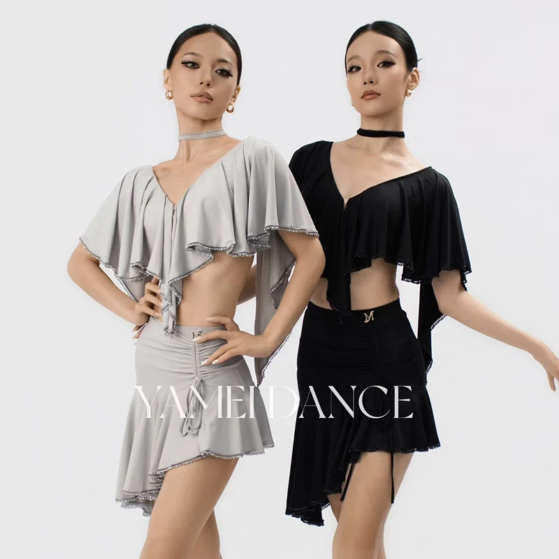 Latin Dance Costume Women Performance Wear Rhinestone Ruffled Tops Irregular Latin Skirt Competition Clothing Chacha Dancewear
Latin Dance Costume Women Performance Wear Rhinestone Ruffled Tops Irregular Latin Skirt Competition Clothing Chacha Dancewear
