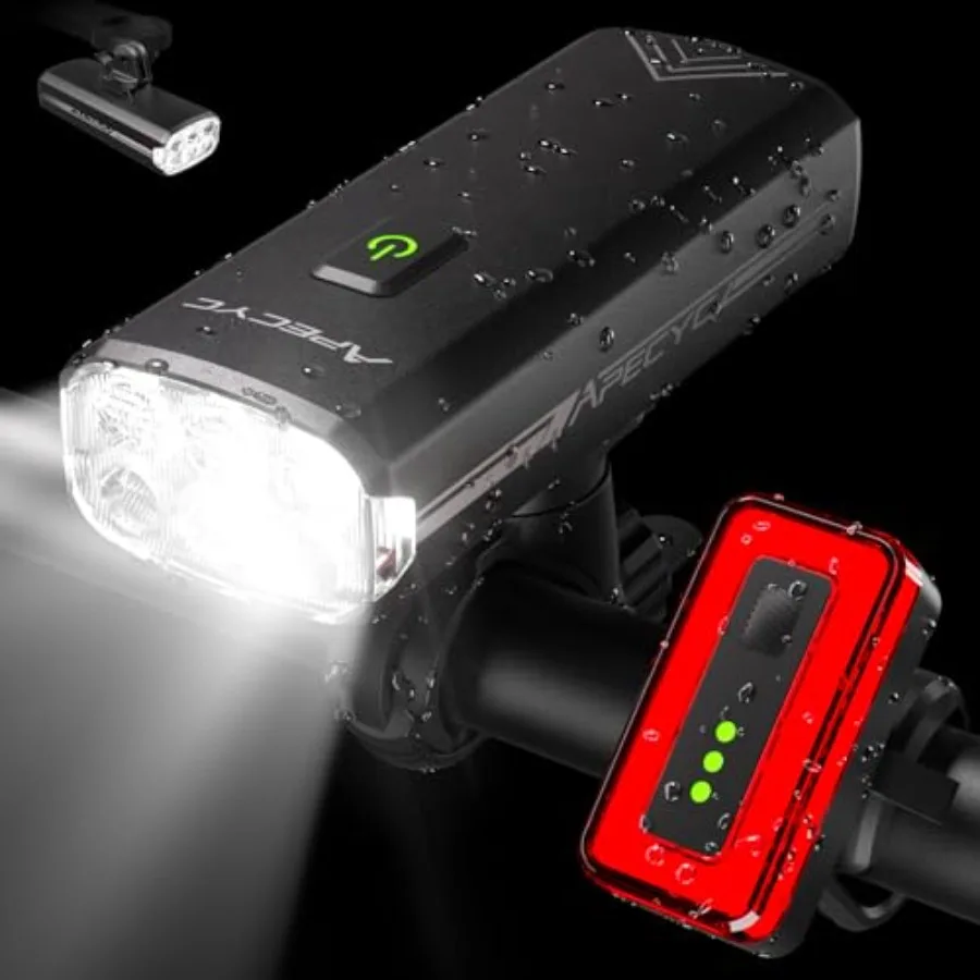 Super Bright Bike Lights, USB Rechargeable Bicycle Front Headlight and Taillight for Night Riding, 18000LM Bicycle Light Compat
Super Bright Bike Lights, USB Rechargeable Bicycle Front Headlight and Taillight for Night Riding, 18000LM Bicycle Light Compat