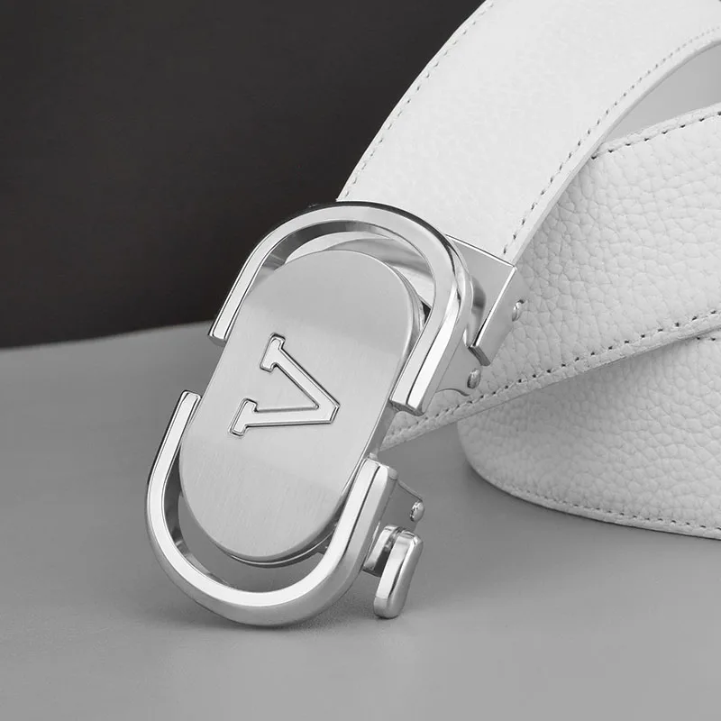 Men Leather V letter Belt blue Automatic Buckle More Color white Adjustable Genuine Leather Belts Cow Leather Belt For Men Width
Men Leather V letter Belt blue Automatic Buckle More Color white Adjustable Genuine Leather Belts Cow Leather Belt For Men Width