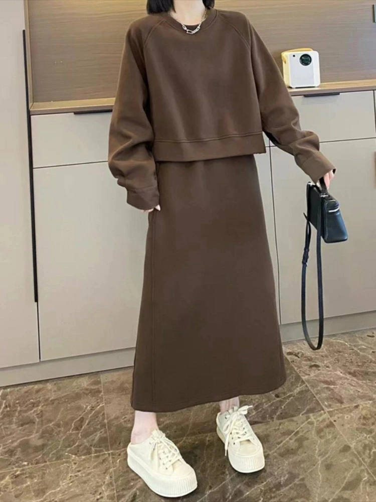 Stylish Sweatshirt Dress Set Women's Fashionable Spring Autumn plus Size Skirt Half-length Young-looking Ensemble Casual Wear
Stylish Sweatshirt Dress Set Women's Fashionable Spring Autumn plus Size Skirt Half-length Young-looking Ensemble Casual Wear