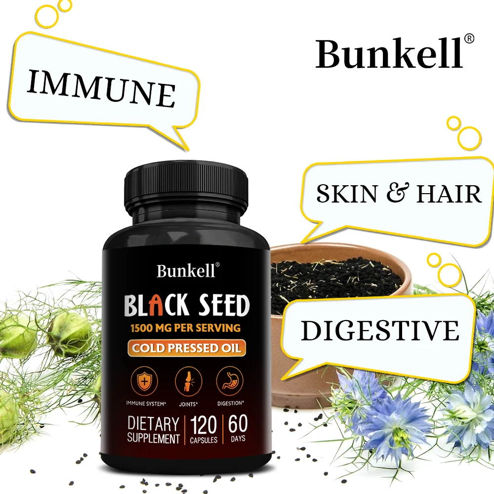 Black Seed Oil Capsules-Pure Cold Pressed, Supports Skin, Digestion, Joints, Immune Health, Promotes Hair Growth-120 Capsules
Black Seed Oil Capsules-Pure Cold Pressed, Supports Skin, Digestion, Joints, Immune Health, Promotes Hair Growth-120 Capsules