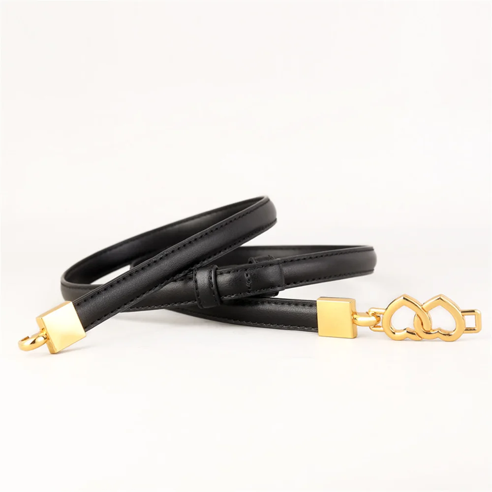 Genuine Leather Women Skinny Leather Belt Thin Waist Jeans Belt for Pants Fashion Double Heart Type Metal Buckle Belt
Genuine Leather Women Skinny Leather Belt Thin Waist Jeans Belt for Pants Fashion Double Heart Type Metal Buckle Belt