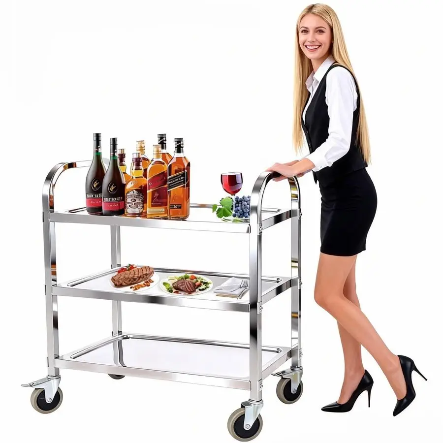 Stainless Steel Utility Cart 30x16x33 inch 400 lbs Capacity 3 Tier Restaurant Carts with Lockable Wheels Serving Rolling Carts f
Stainless Steel Utility Cart 30x16x33 inch 400 lbs Capacity 3 Tier Restaurant Carts with Lockable Wheels Serving Rolling Carts f