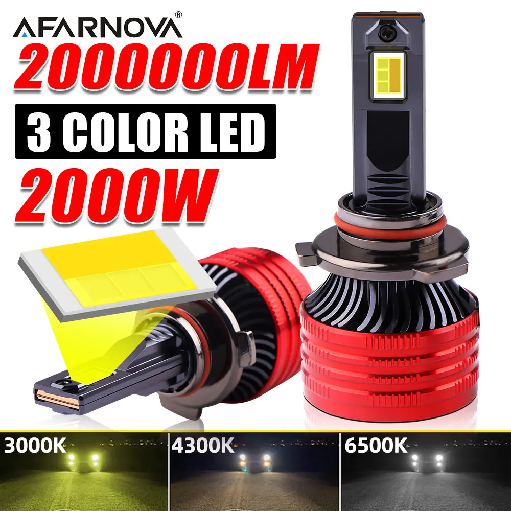 H4 LED Headlight LED Bulbs Fog Light Halogen Replacement Auto H7 6500K 4300K 3000K 3 Colors Front Lights H3 9005 HB3 9006 2000W
H4 LED Headlight LED Bulbs Fog Light Halogen Replacement Auto H7 6500K 4300K 3000K 3 Colors Front Lights H3 9005 HB3 9006 2000W