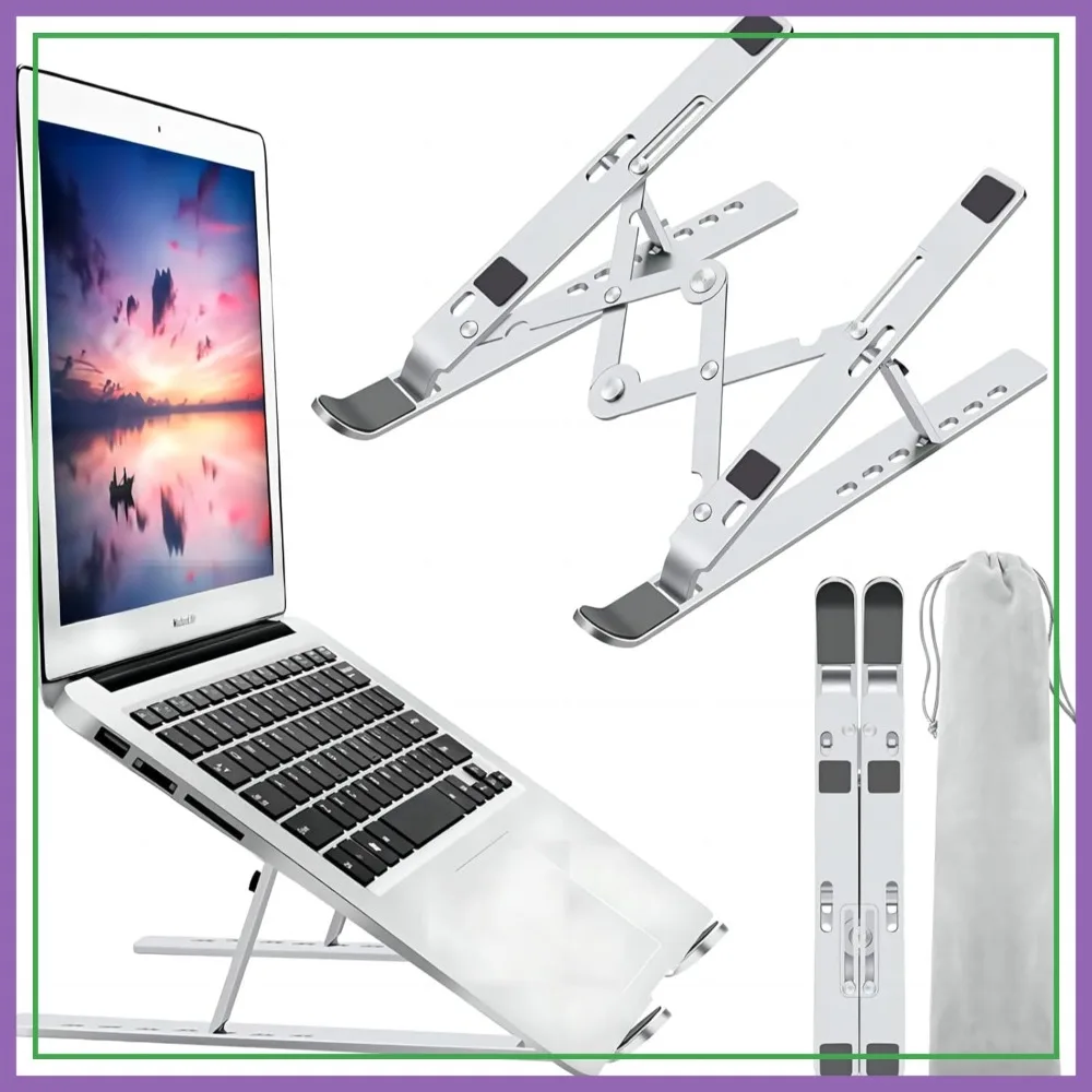 Adjustable Aluminum Laptop Stand for Desk, Ergonomic Foldable Portable Computer Stand for 10-15.6" Laptops & Tablets (Silver)
Adjustable Aluminum Laptop Stand for Desk, Ergonomic Foldable Portable Computer Stand for 10-15.6" Laptops & Tablets (Silver)