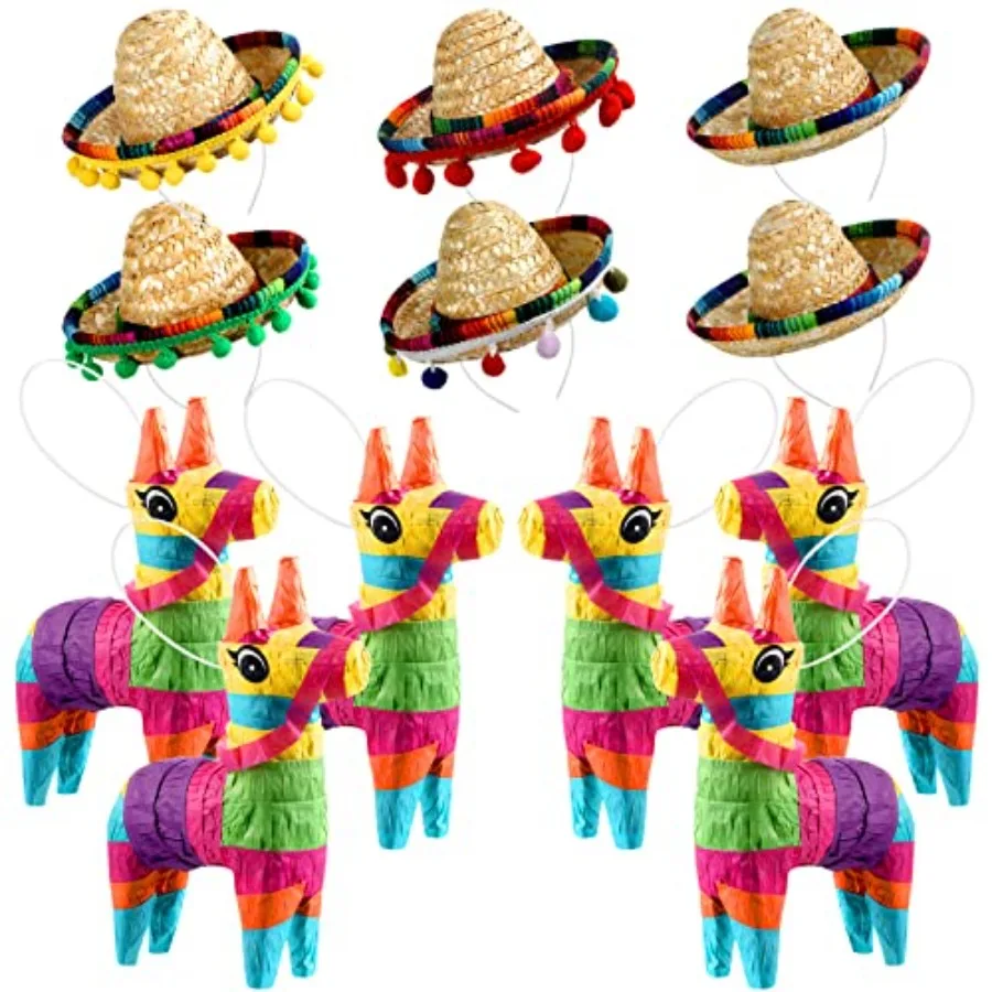6 Pieces Mini Rainbow Donkey Piñata 4 x 7 Inch and 6 Pieces Sombrero Hat headbands for Cinco De Mayo Mexican Decorations Carniv
6 Pieces Mini Rainbow Donkey Piñata 4 x 7 Inch and 6 Pieces Sombrero Hat headbands for Cinco De Mayo Mexican Decorations Carniv