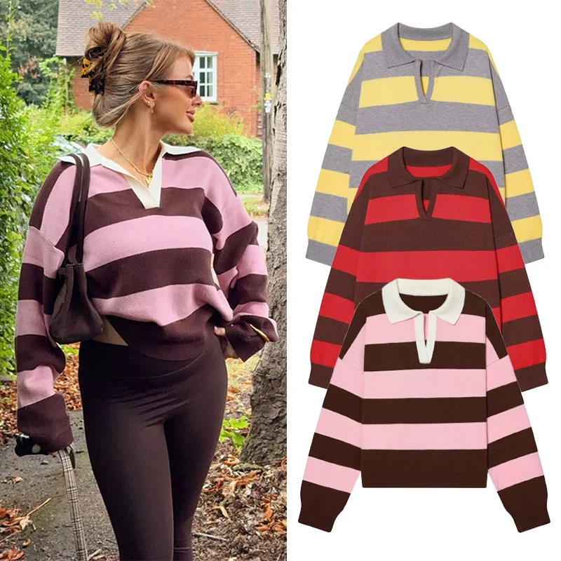 Women Stripe Sweater Pullover 2025 Autumn Winter Women New Fashion Long Sleeves Pullover Women Elegant Hight Street Top
Women Stripe Sweater Pullover 2025 Autumn Winter Women New Fashion Long Sleeves Pullover Women Elegant Hight Street Top