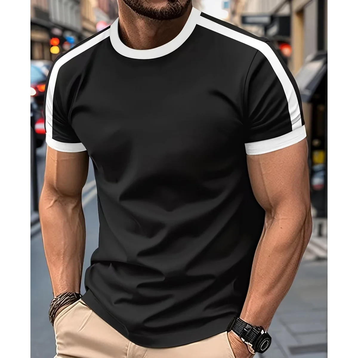 Trendy Street Classic Men's Short Sleeve T-shirt Summer Casual Loose Crew Neck Tee Top Hip Hop Solid Stripe Fashion Man Clothing
Trendy Street Classic Men's Short Sleeve T-shirt Summer Casual Loose Crew Neck Tee Top Hip Hop Solid Stripe Fashion Man Clothing