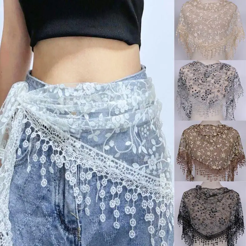 HOT Tassel Shawls Female Scarf Solid Color Embroidered Lace Veil Floral Head Covering Veils Women Triangle Scarf 150*40cm
HOT Tassel Shawls Female Scarf Solid Color Embroidered Lace Veil Floral Head Covering Veils Women Triangle Scarf 150*40cm