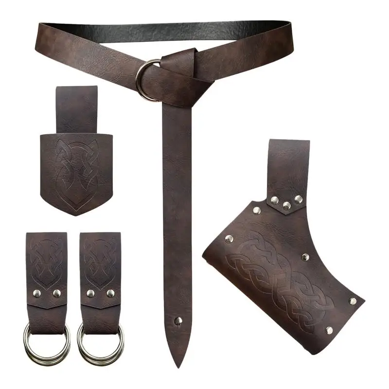 Retro Medieval Costume Belt Five-Piece Retro Leather Costume Set Stage Costume Props With O-Shaped Metal Ring For Fantasy Events 
Retro Medieval Costume Belt Five-Piece Retro Leather Costume Set Stage Costume Props With O-Shaped Metal Ring For Fantasy Events