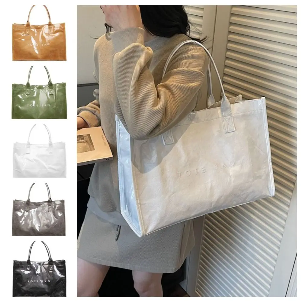 Portable Glossy Transparent Jelly Bag Large Capacity Tote Bag PVC Tote Bag Storage Bag Summer Letter Prints Handbags Daily
Portable Glossy Transparent Jelly Bag Large Capacity Tote Bag PVC Tote Bag Storage Bag Summer Letter Prints Handbags Daily