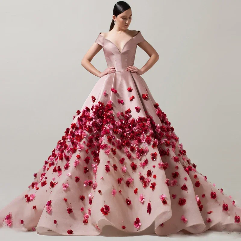 Elegant Off The Shoulder 3D Flowers Prom Dresses Pink Fashion Draped Sweep Train A-Line Gowns Birthday Evening Party Dresses
Elegant Off The Shoulder 3D Flowers Prom Dresses Pink Fashion Draped Sweep Train A-Line Gowns Birthday Evening Party Dresses