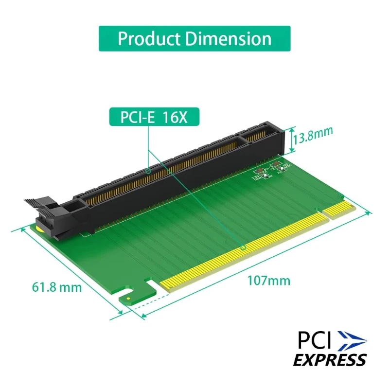 PCI-E x16 Reverse Riser Card PCIe 16x 3.0 Adapter Test Card Height 61.80mm 2pcs