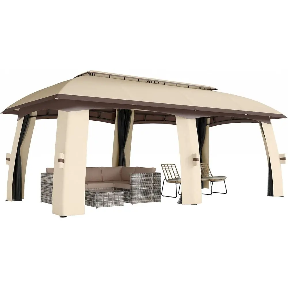 10' x 20' Patio Gazebo, Outdoor Gazebo Shelter with Netting, Vented Roo, Steel e or Garden, Lawn, Backyard, and Deck, Beige
10' x 20' Patio Gazebo, Outdoor Gazebo Shelter with Netting, Vented Roo, Steel e or Garden, Lawn, Backyard, and Deck, Beige