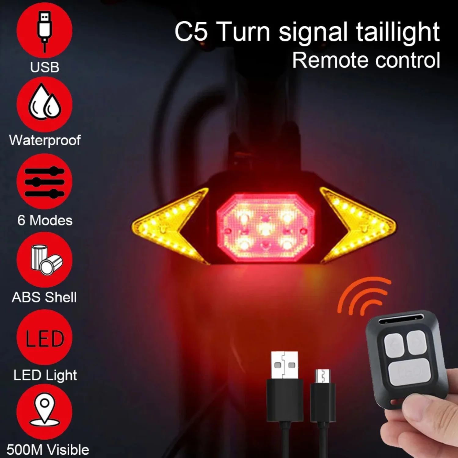 Rear Light Bicycle Turn Signal USB Bike Tail Light Wireless Remote Control Bicycle with Mountain MTB Road Accessories
Rear Light Bicycle Turn Signal USB Bike Tail Light Wireless Remote Control Bicycle with Mountain MTB Road Accessories