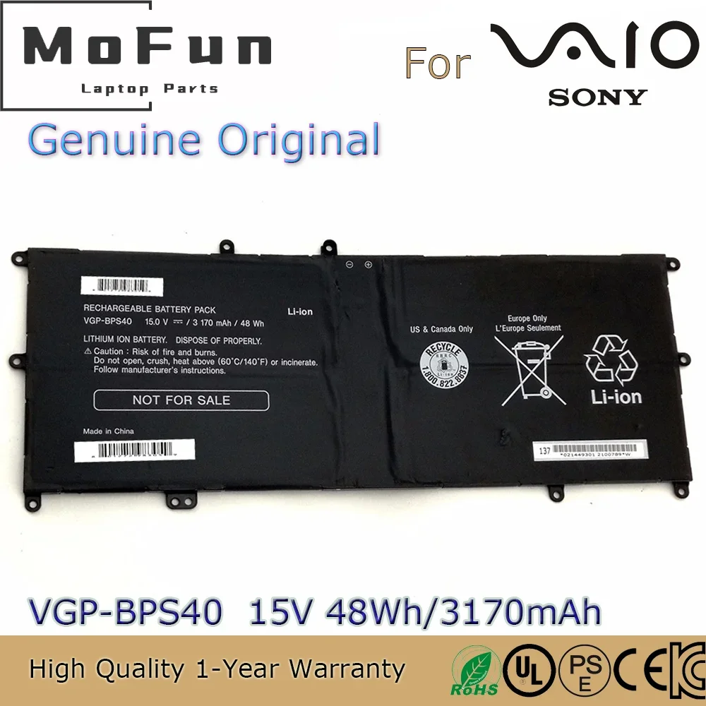 Brand New Original VGP-BPS40 15V 3170mAh Laptop Battery for Sony Vaio Flip Svf 15A SVF15N17CXB VGPBPS40 BPS40 etc.
Brand New Original VGP-BPS40 15V 3170mAh Laptop Battery for Sony Vaio Flip Svf 15A SVF15N17CXB VGPBPS40 BPS40 etc.