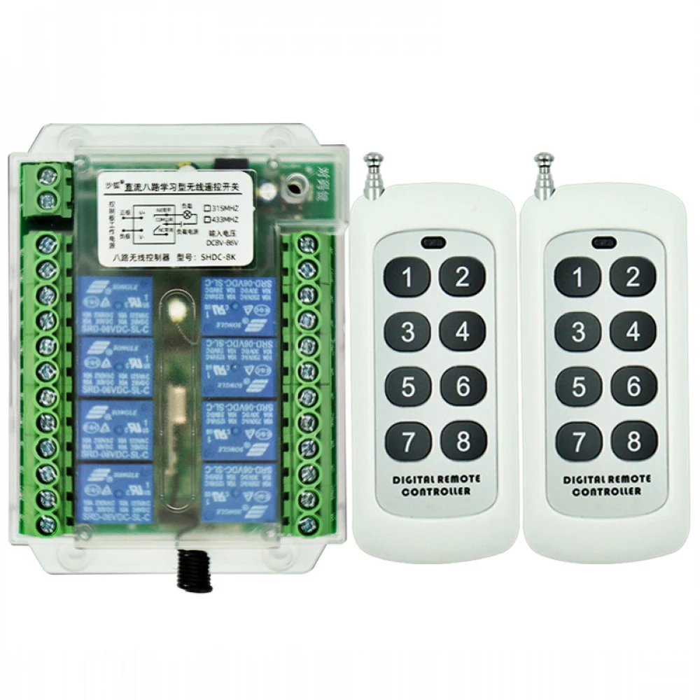 8 Channel Wireless 433MHA RF Remote Control Switch Jog/Self-Locking/Interlock Modes With 1/2 Wireless Remote Control For Motor