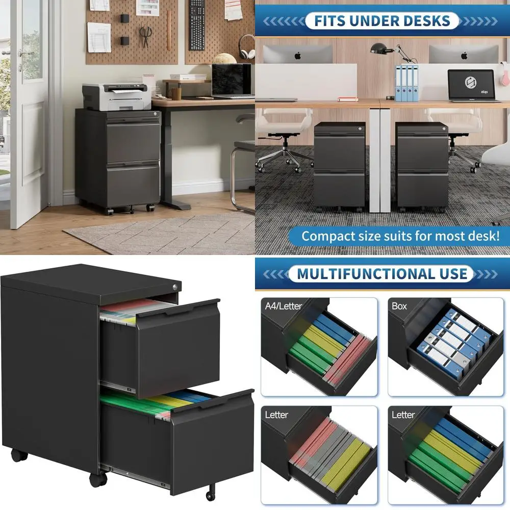 Mobile Lockable Metal File Cabinet for Home Office, Under Desk, Legal/Letter/A4 Files - Black
Mobile Lockable Metal File Cabinet for Home Office, Under Desk, Legal/Letter/A4 Files - Black