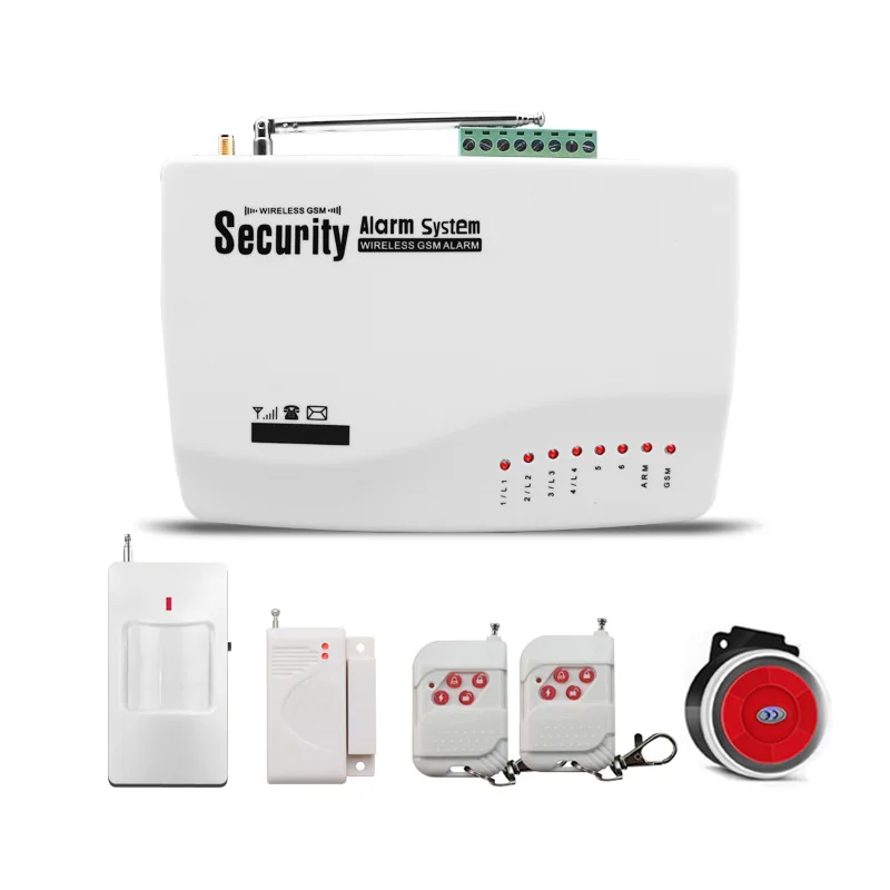 GSM Wireless Burglar Alarm System With PIR Detector Door Contact Remote Controller
GSM Wireless Burglar Alarm System With PIR Detector Door Contact Remote Controller