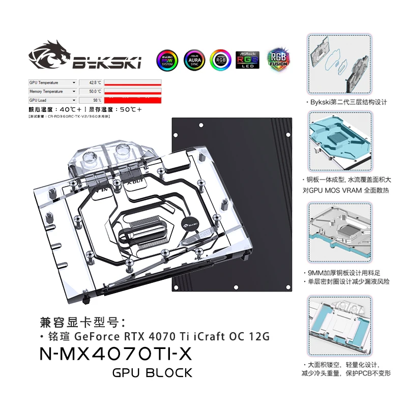 Bykski GPU Блок используется для MAXSUN GeForce RTX 4070 Ti iCraft OC 12G видеокарта водяного охлаждения/радиатор N-MX4070TI-X
Bykski GPU Блок используется для MAXSUN GeForce RTX 4070 Ti iCraft OC 12G видеокарта водяного охлаждения/радиатор N-MX4070TI-X