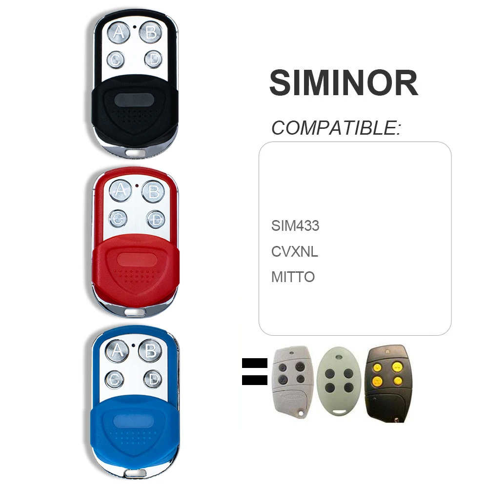 For Clone SIMINOR SIM433 CVXNL MITTO Garage Gate Opener Newest Universal Multi Frequency 280-868MHz Garage Door Remote Control
For Clone SIMINOR SIM433 CVXNL MITTO Garage Gate Opener Newest Universal Multi Frequency 280-868MHz Garage Door Remote Control