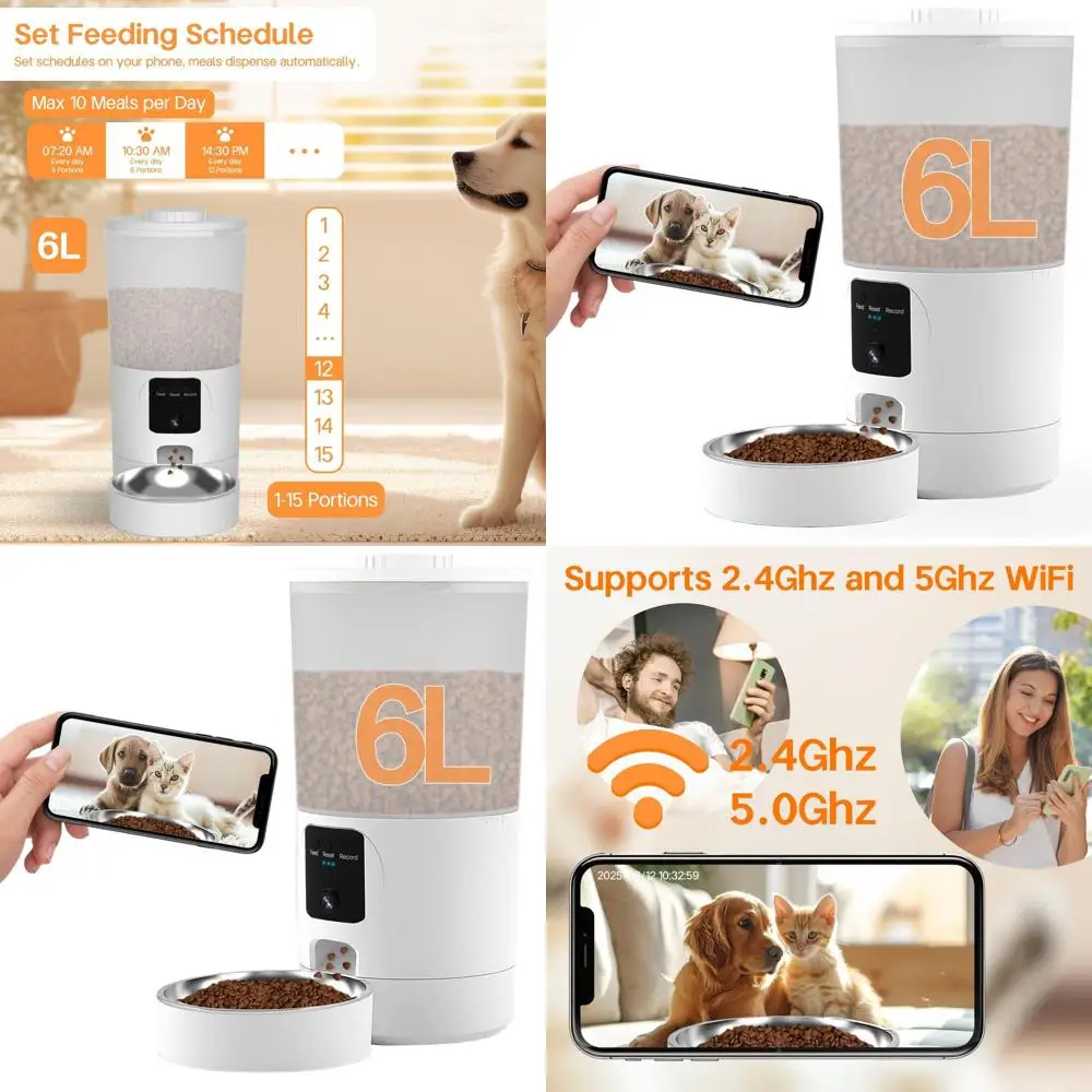 Smart Pet Feeder with 2K Camera, 6L Capacity, Timed Auto Feeding, WiFi Enabled, Easy to Clean
Smart Pet Feeder with 2K Camera, 6L Capacity, Timed Auto Feeding, WiFi Enabled, Easy to Clean