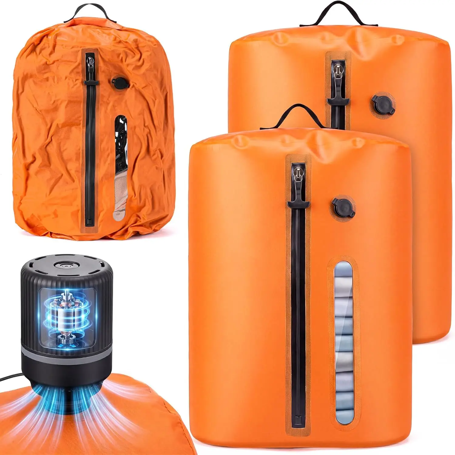 Vacuum Travel Bags with 5500Pa Wired Pump, Compression Bags for Clothes, Space Saver Packing Cubes for Suitcase and Home Storage
Vacuum Travel Bags with 5500Pa Wired Pump, Compression Bags for Clothes, Space Saver Packing Cubes for Suitcase and Home Storage