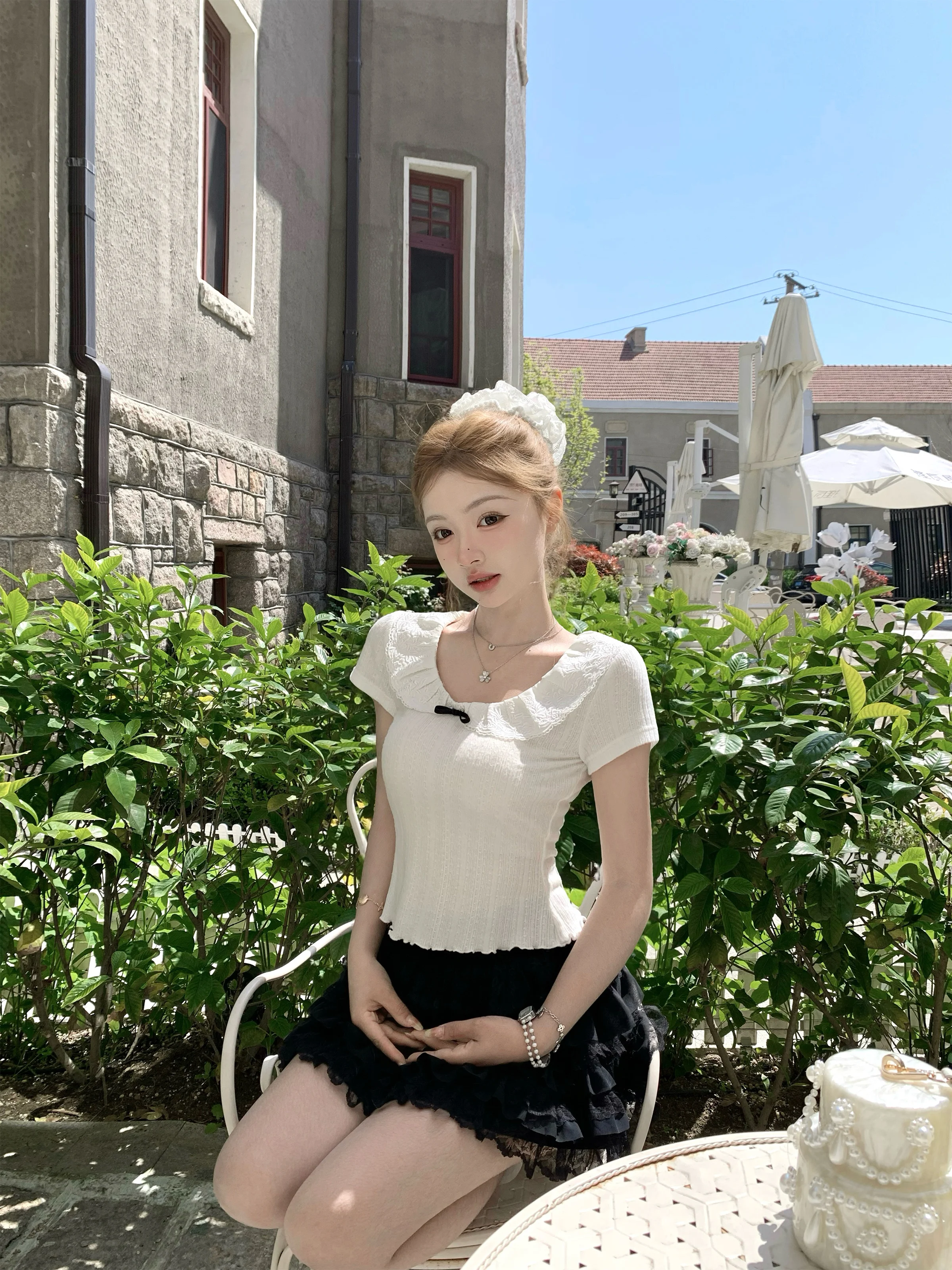 Summer Short Sleeve Knitted T-Shirt Women's Slim Fit Doll Collar Top Miui Series Butter Cloth Baked Goods Lady's Shirt
Summer Short Sleeve Knitted T-Shirt Women's Slim Fit Doll Collar Top Miui Series Butter Cloth Baked Goods Lady's Shirt