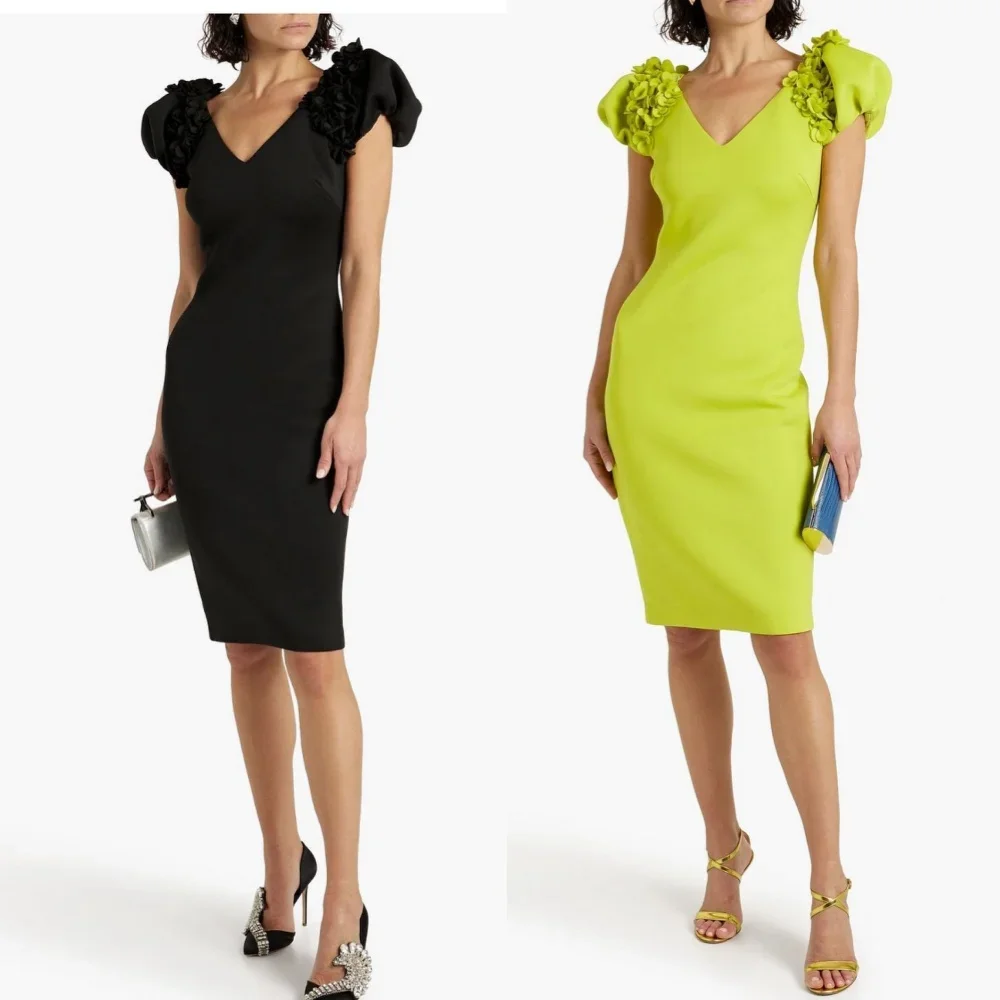 Customized Jersey Flower Party Column V-neck Bespoke Occasion Gown Knee Length Dresses Mini Short Cocktail Party Dress for Women
Customized Jersey Flower Party Column V-neck Bespoke Occasion Gown Knee Length Dresses Mini Short Cocktail Party Dress for Women