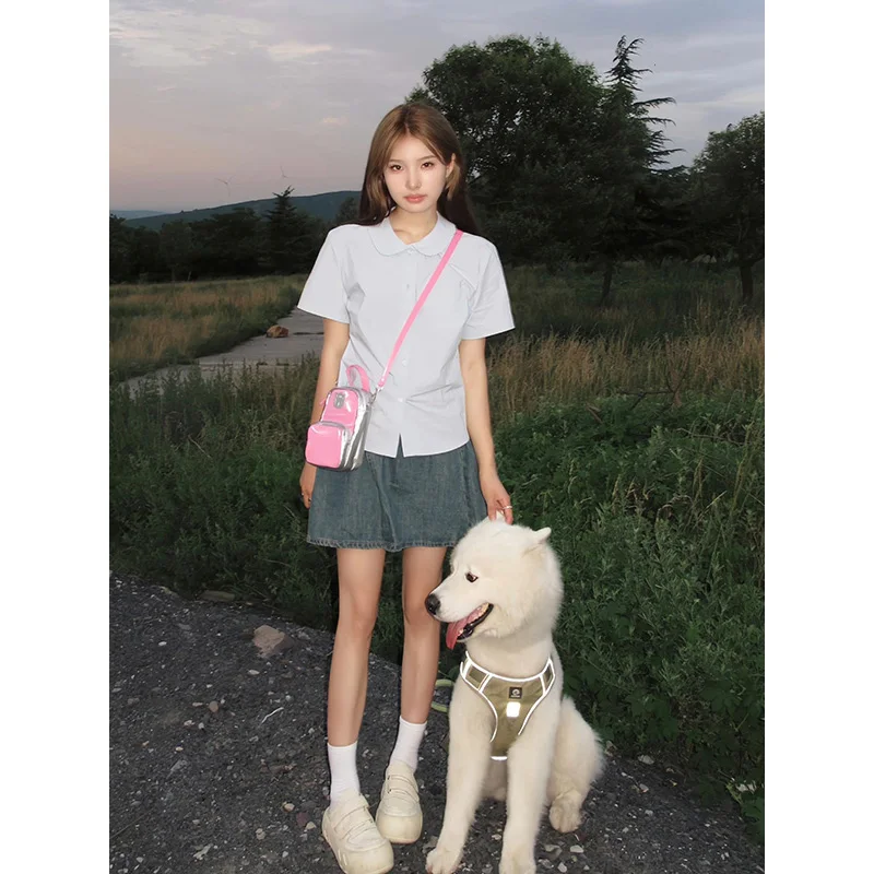 Яркий летний ort Sve Doll Collar irt Женский приталенный крой Длина Faionable Commute Sle Pure Color irt
Яркий летний ort Sve Doll Collar irt Женский приталенный крой Длина Faionable Commute Sle Pure Color irt