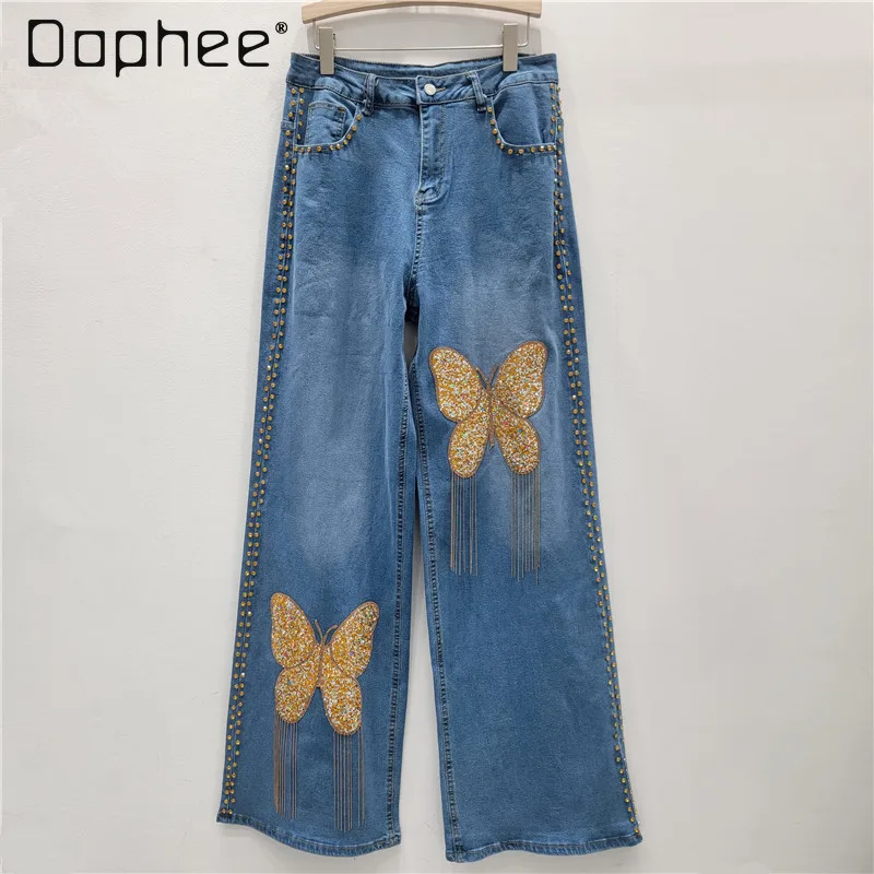 Butterfly Rhinestone 2Loose Straight Jeans 025 New Jeans Women with Rhinestones and Tassels Stretch Denim Long Pants
Butterfly Rhinestone 2Loose Straight Jeans 025 New Jeans Women with Rhinestones and Tassels Stretch Denim Long Pants