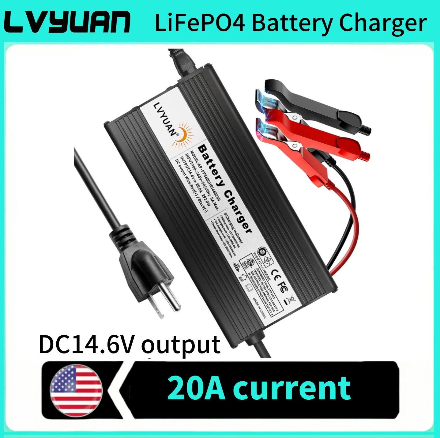 LVYUAN 20A Battery Charger LED Indicator Powerful Charger for LITHIUM/LIFEPO4/LEAD-ACID Multiple Batteries
LVYUAN 20A Battery Charger LED Indicator Powerful Charger for LITHIUM/LIFEPO4/LEAD-ACID Multiple Batteries