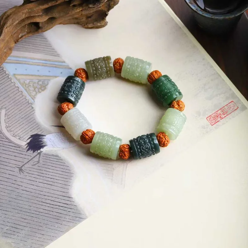 Natural Hetian Qinghai Sugar Material Biji Qing Jade Multi-Gem Retro Ruyi Bead Bracelet
Natural Hetian Qinghai Sugar Material Biji Qing Jade Multi-Gem Retro Ruyi Bead Bracelet